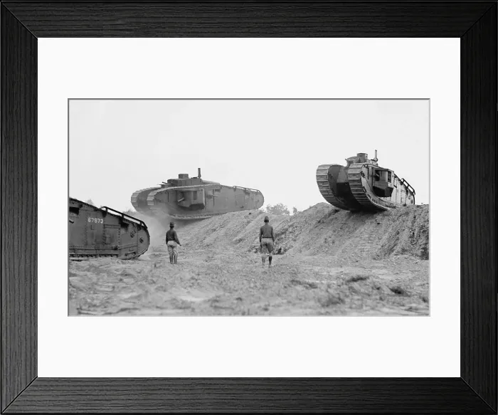 Framed Print : US Army officers observe a Tank demonstration, Camp Meade in 1922