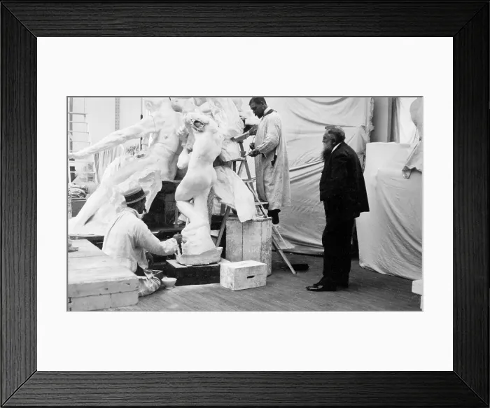 Framed Print : Auguste Rodin (1840-1917) observing work on the monument to Victor Hugo in 1896 Framed Print : Auguste Rodin (1840-1917) observing work on the monument to Victor Hugo in 1896