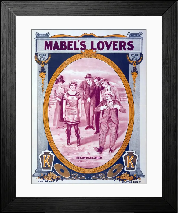 Framed Print : MABEL'S LOVERS; THE SURPRISED SUITOR, Mabel Normand (1894-1930). 1912 Framed Print : MABEL'S LOVERS; THE SURPRISED SUITOR, Mabel Normand (1894-1930). 1912