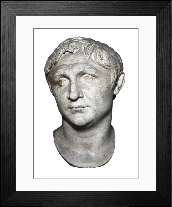 Framed Print : POMPEY The Great (106-48 BC). Roman general, consul and statesman. Copy from the Claudian period. Bust of Pompey. 1st c. Roman art. Sculpture on marble. ITALY. Venice