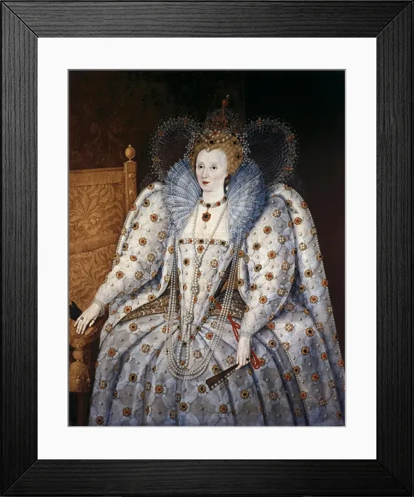 Framed Print : Elizabeth I of England, called 'the Virgin Queen' (1533-1603). Queen of England and Ireland (1558-1603). Portrait. English School (16th c.). Oil on canvas. ITALY