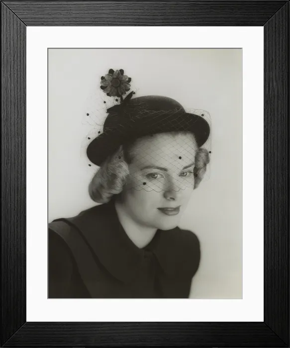 Framed Print : Grace Kelly modeling a veiled hat at age 19 in 1949. She was studying at the American Academy of Dramatic Arts in New York. - (BSLOC_2014_17_102)
