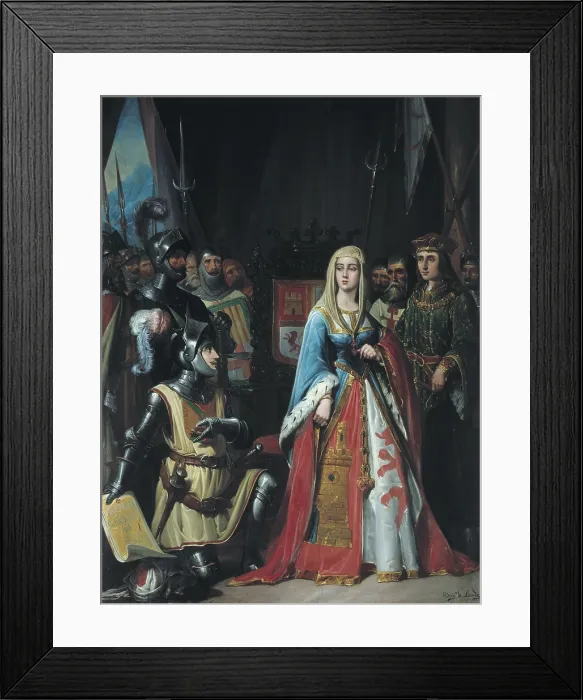 Framed Print : RODRIGUEZ DE LOSADA, Jose Maria (19th century). The Surrender of Granada. 19th c. SPAIN. Segovia. Alcazar (castle). Oil on canvas. - J