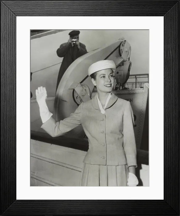 Framed Print : Grace Kelly waves from the ocean liner SS Constitution before sailing for Monaco. April 4, 1956. She married Prince Rainer, the ruler of the small principality on April 19, 1956 Framed Print : Grace Kelly waves from the ocean liner SS Constitution before sailing for Monaco. April 4, 1956. She married Prince Rainer, the ruler of the small principality on April 19, 1956