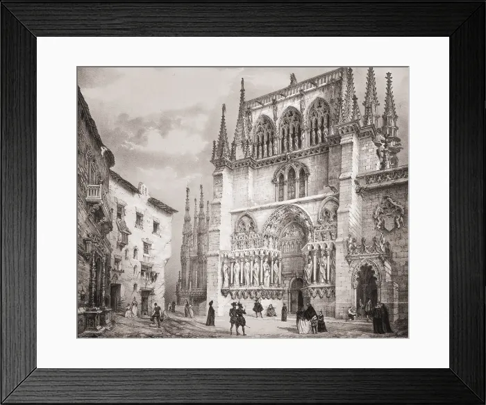 Framed Print : PEREZ VILLAAMIL, Jenaro (1807-1854). Espana artistica y monumental. 1842 - 1850. The Coroneria Door in the north wall of the transept of the Burgos Cathedral, 12th century Framed Print : PEREZ VILLAAMIL, Jenaro (1807-1854). Espana artistica y monumental. 1842 - 1850. The Coroneria Door in the north wall of the transept of the Burgos Cathedral, 12th century