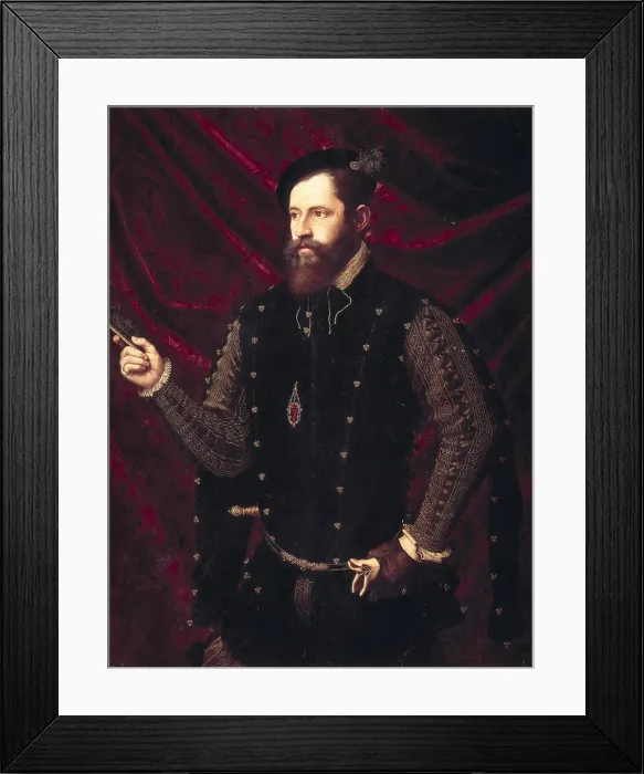 Framed Print : MAIP, Vicente (1480-1550). Portrait of Don Luis de Castella, Senor de Bicorp. 1st half 16th c. On the chest he flaunts the scallop shell of Santiago