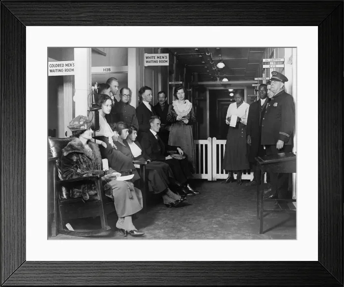 Framed Print : Federal employees in waiting in 'White Men's Waiting Room, ' at the Public Health Service Dispensary, in Washington, D.C