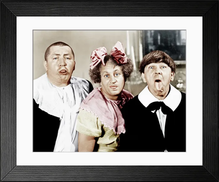 Framed Print : ALL THE WORLD'S A STOOGE, from left: Curly Howard, Larry Fine, Moe Howard, 1941