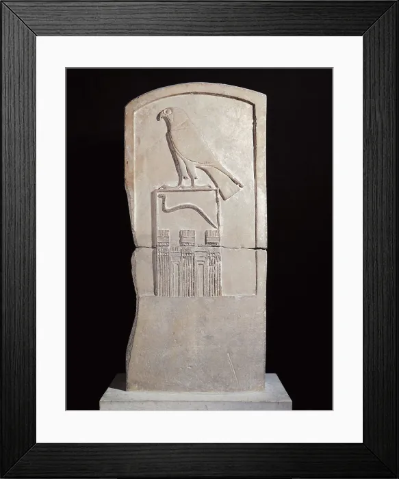 Framed Print : Serpent king Stela. 3000 BC. Upper detail: Horus. Found in the tomb of the third Pharaoh, 1st Dynasty, Djet. Egyptian art. Thinite period. Relief on rock. FRANCE. Paris Framed Print : Serpent king Stela. 3000 BC. Upper detail: Horus. Found in the tomb of the third Pharaoh, 1st Dynasty, Djet. Egyptian art. Thinite period. Relief on rock. FRANCE. Paris