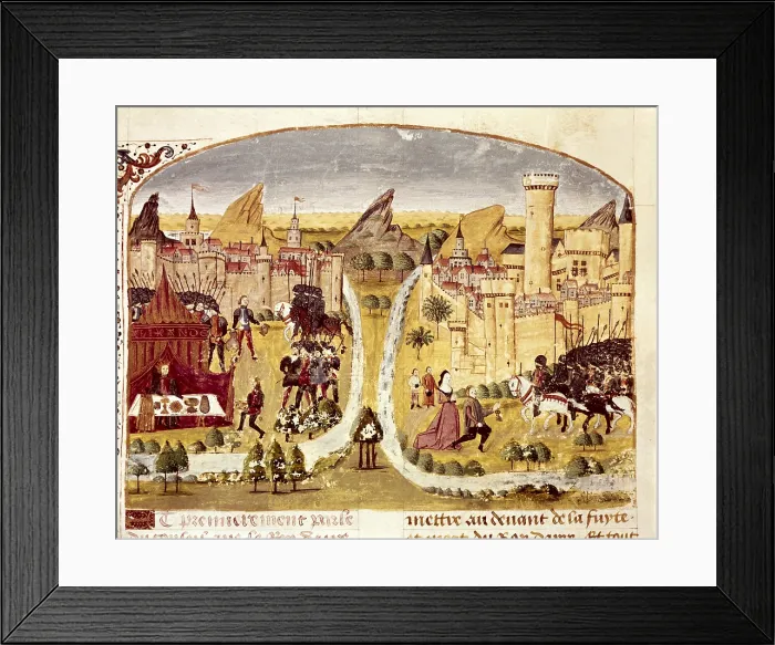 Framed Print : CURTIUS, Rufus Quintus (1st century). The history of Alexander the Great. 1461 - 1468. Surrender of a village in Mesopotamia