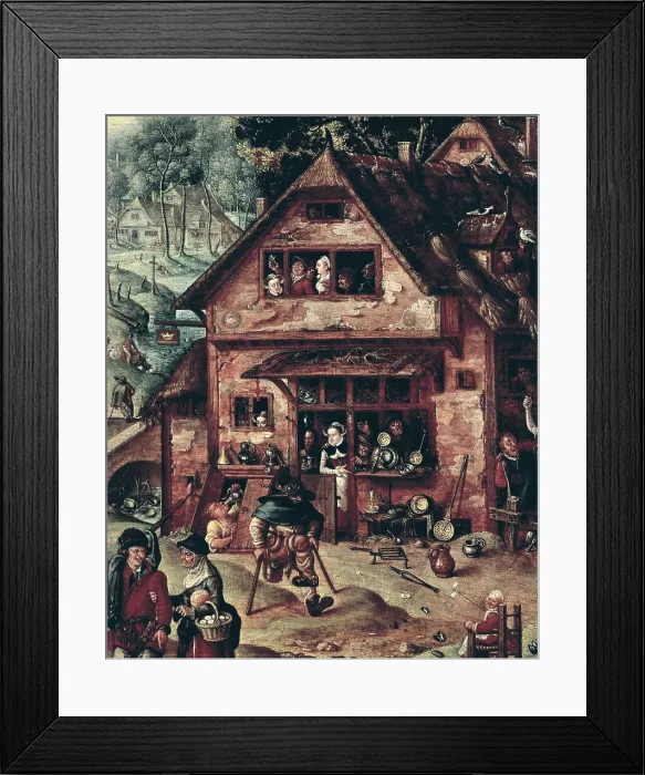 Framed Print : BOL, Hans (1534-1593); BOL, Hans (1534-1593). Village scene. 1550 - 1593; Village scene. 1550 - 1593. Gothic art. Painting. CZECH Rep.. Prague. National Museum