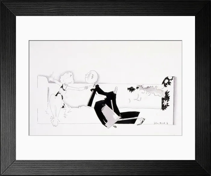 Framed Print : John Held (1889-1958) drawing, with caption, 'How to handle wild men and really serious things like that.' For 1928 publication in Harper's Bazaar Framed Print : John Held (1889-1958) drawing, with caption, 'How to handle wild men and really serious things like that.' For 1928 publication in Harper's Bazaar