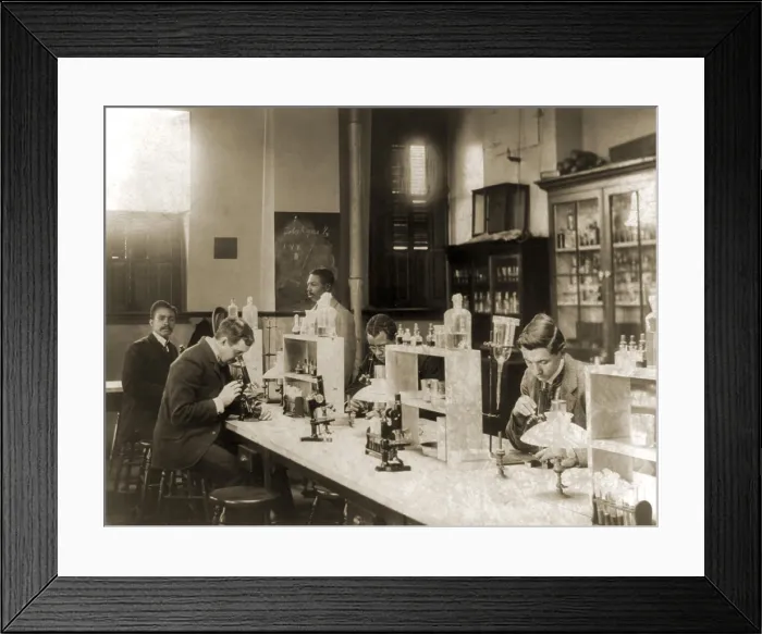 Framed Print : Class in bacteriology at Howard University ca. 1899. Howard University educated African American professionals when most U.S. colleges refused admission to blacks