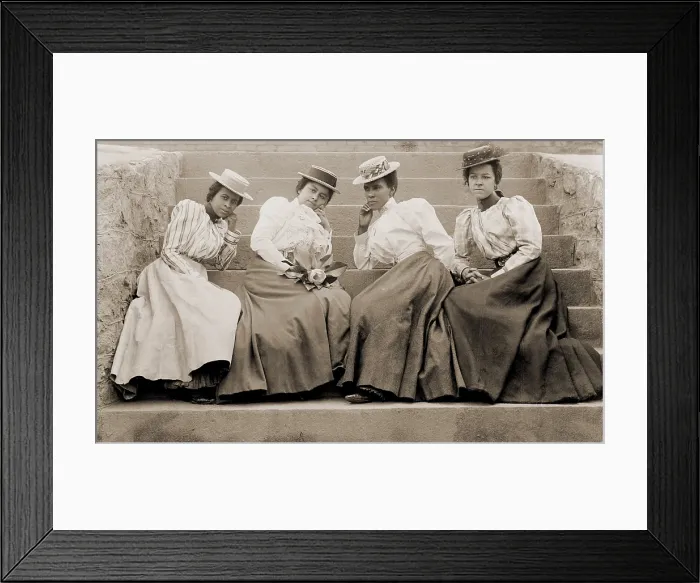 Framed Print : Four African American women students seated on steps of building at Atlanta University, Georgia. Ca. 1899 Framed Print : Four African American women students seated on steps of building at Atlanta University, Georgia. Ca. 1899