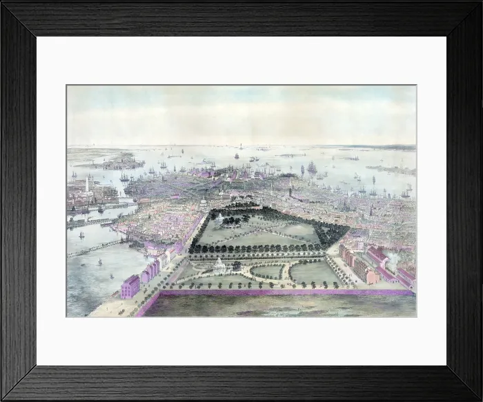Framed Print : Boston. The City of Boston. color lithograph 1850