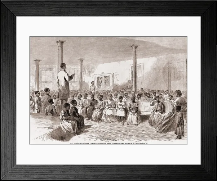 Framed Print : 1866 classroom of Zion school for African American children born into slavery children, Charleston, South Carolina in 1866
