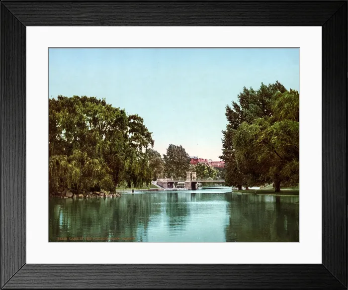 Framed Print : Boston. Lake in the Public Garden, Boston. color photochrom, c1900 Framed Print : Boston. Lake in the Public Garden, Boston. color photochrom, c1900