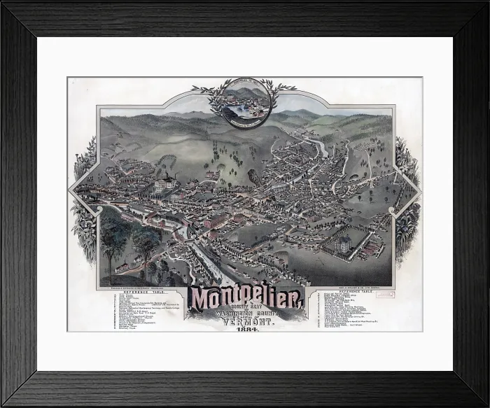 Framed Print : Montpelier, capital of Vermont. color lithograph 1884