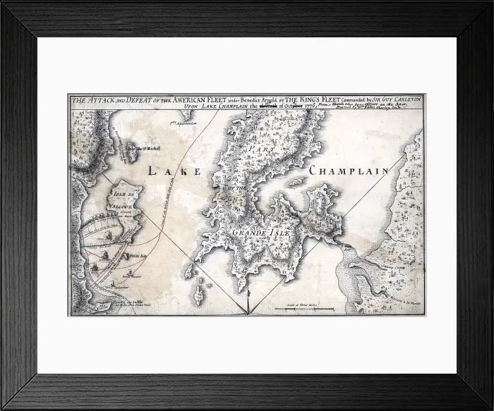 Framed Print : The American Revolution. The Battle of Valcour Island, Lake Champlain, Vermont. William Faden, 1776