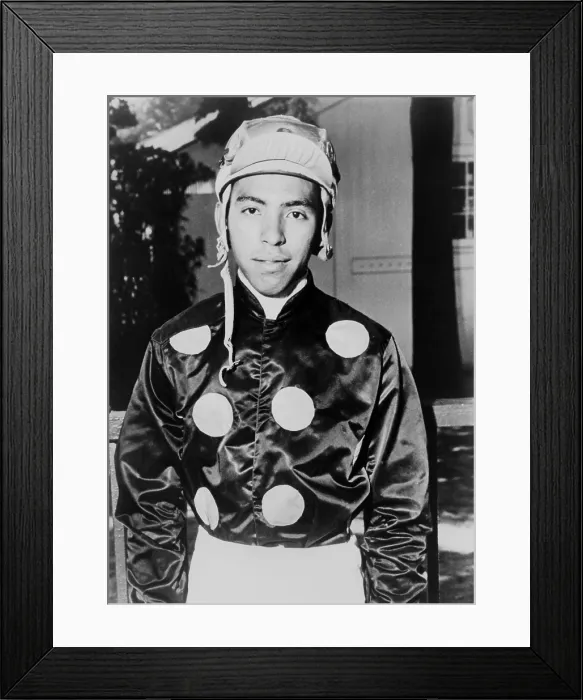 Framed Print : Angel Cordero dressed in racing silks in 1964. He raced for over 25 years, winning over 5, 000 races