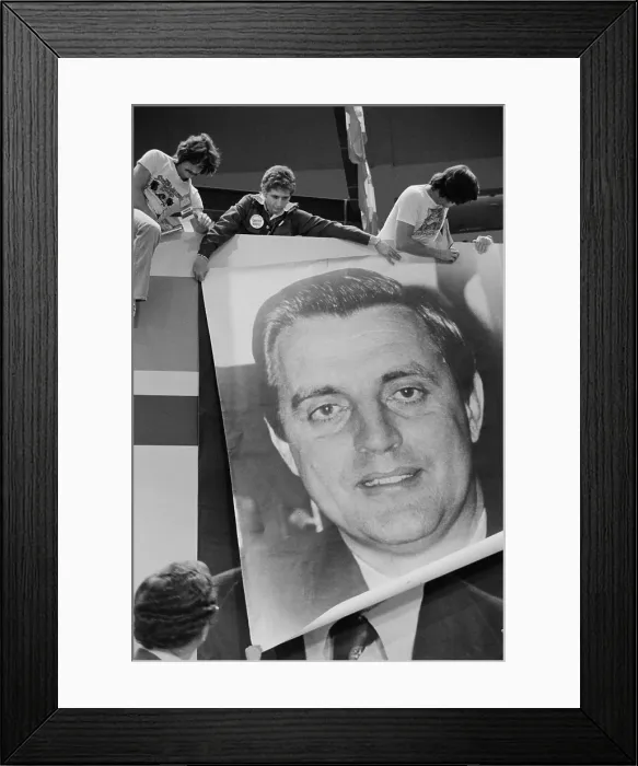 Framed Print : Enormous photograph of Walter Mondale. The liberal Minnesota Democrat was the successful Vice Presidential candidate in 1976. July 15, 1976