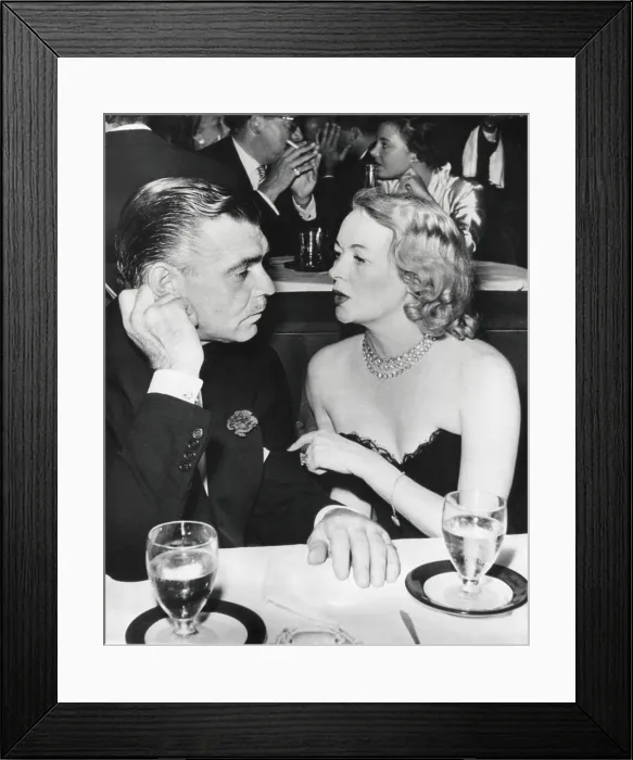 Framed Print : Clark Gable and Sylvia Ashley Alderly in a Los Angeles Night Club before their marriage. They wed shortly after Dec. 20, 1949 and divorced in 1952. - (BSLOC_2014_17_92)