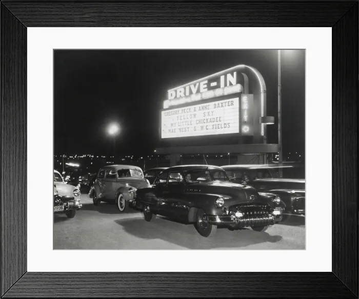 Framed Print : Cara at the Whitestone Bridge Drive-In Theater which opened in August 1949. The Drive-In Theater could accommodate 1, 200 cars and was open 8 months of the year Framed Print : Cara at the Whitestone Bridge Drive-In Theater which opened in August 1949. The Drive-In Theater could accommodate 1, 200 cars and was open 8 months of the year