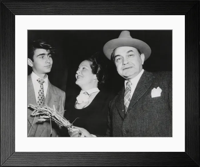 Framed Print : Actor Edward G. Robinson, with his wife, Gladys Lloyd, and son, Edward G. Robinson Jr. in Paris. June 23, 1948