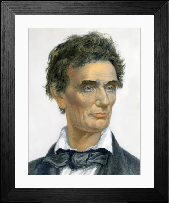 Framed Print : Abraham Lincoln from a portrait drawn by Joseph E. Baker, shortly after his 1860 Presidential nomination by the Republican party in Chicago. June 1860 lithograph with modern color Framed Print : Abraham Lincoln from a portrait drawn by Joseph E. Baker, shortly after his 1860 Presidential nomination by the Republican party in Chicago. June 1860 lithograph with modern color