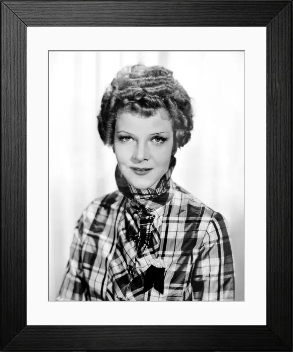 Framed Print : ENTER MADAME, Elissa Landi (modeling curly hairdo and a plaid taffeta blouse in black, white and green), 1935