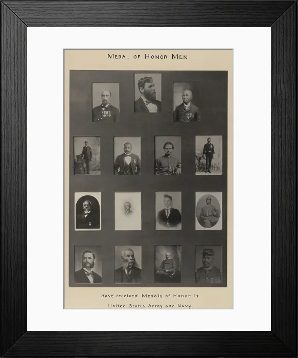 Framed Print : Portraits of 15 African American soldiers and sailors who were awarded Congressional Medals of Honor in the 19th century. Sgt. John S. Lawson, Milton M. Holland, Robert A Framed Print : Portraits of 15 African American soldiers and sailors who were awarded Congressional Medals of Honor in the 19th century. Sgt. John S. Lawson, Milton M. Holland, Robert A