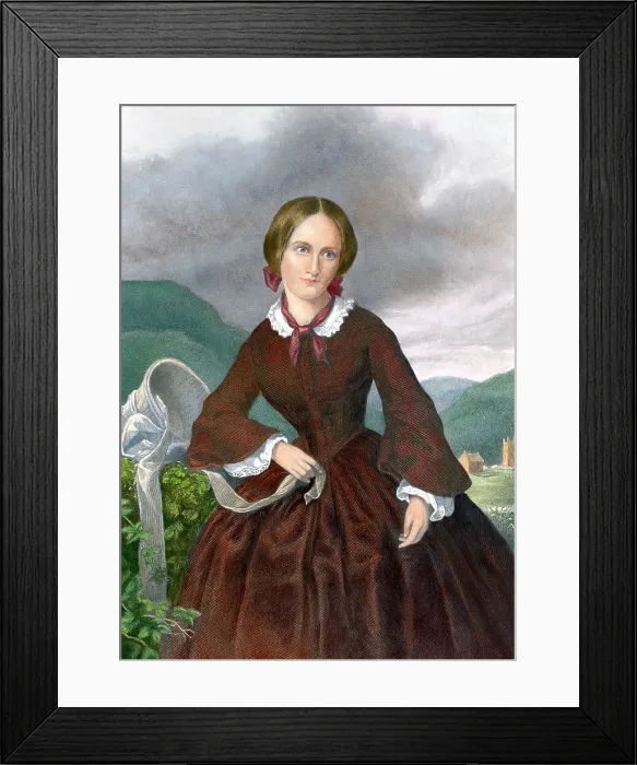 Framed Print : Charlotte Bronte (1816-1855) English novelist best known for JANE ERYE (1847). 19th century engraving by William Jackman with modern color. Photo: Everett Collection