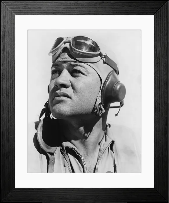 Framed Print : Major Gregory Pappy Boyington, commanding officer of the famous Marine fighter squadron, The Black Sheep, in 1944 Framed Print : Major Gregory Pappy Boyington, commanding officer of the famous Marine fighter squadron, The Black Sheep, in 1944