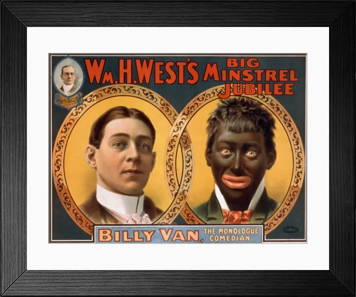 Framed Print : Billy Van, the monologue comedian, transformed by blackface makeup Framed Print : Billy Van, the monologue comedian, transformed by blackface makeup