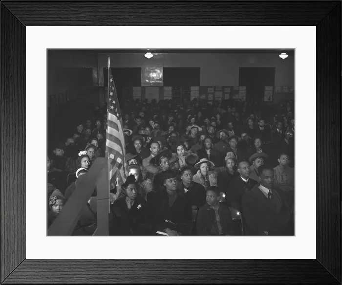 Framed Print : African Americans at a tenants meeting at the Ida B. Wells Housing Project in Chicago, Illinois