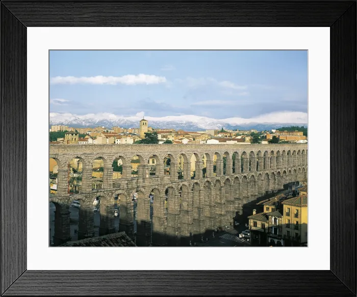 Framed Print : Aqueduct in Segovia. 1st c. SPAIN. CASTILE AND LEON. SEGOVIA. Segovia. Roman aqueduct, built at the of 1st century. Roman art. Early Empire. Architecture