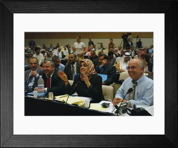 Framed Print : Iraqi Interim Authority Conference meeting on April 28 2003 to establish a democratic process for governing Iraq after the fall of Saddam Hussein. April 28 2008
