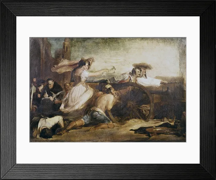 Framed Print : Wilkie, Sir David (1785-1841). The Maid of Saragossa. 1827. Peninsular War. Scene of the sieges of Saragossa with Agustina de Aragn. Oil on canvas. SPAIN. Zaragoza