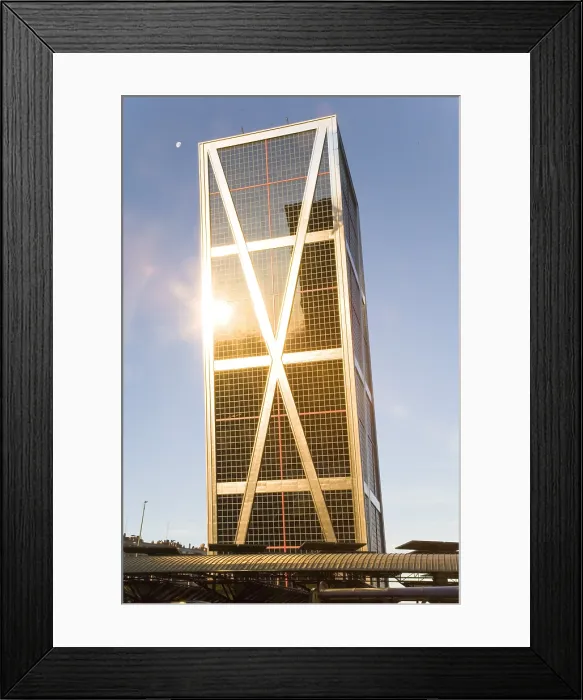 Framed Print : SPAIN. Madrid. Gate of Europe or Kio Towers (1996). Right tower or Gate of Europe II. Architecture. AISA / Everett Collection - Image has fine art copyright