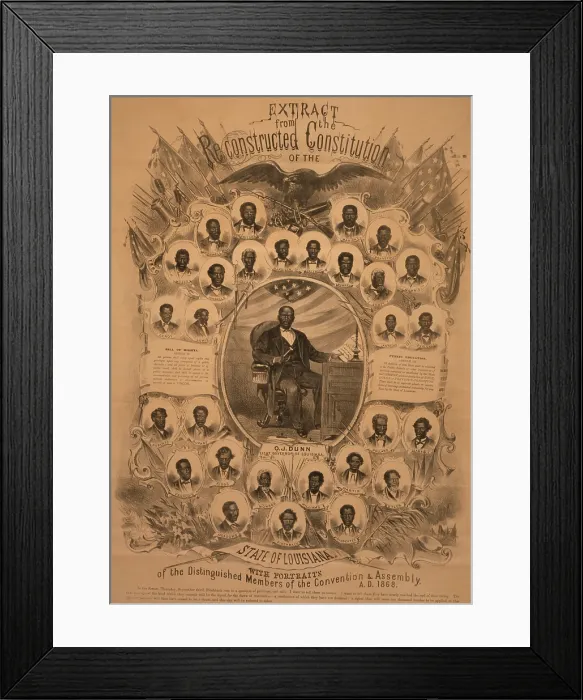 Framed Print : 1868 commemorative photo collage of politically active African Americans in Louisiana during Reconstruction. Lieut. Governor, Oscar J
