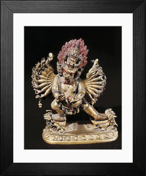 Framed Print : Hevajra. 18th c. Buddhist Tantric deity. Golden bronze. Tibetan art. Sculpture. FRANCE. Paris. Guimet Museum. Proc: CHINA. TIBET