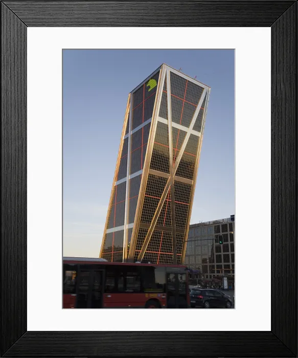 Framed Print : SPAIN. Madrid. Gate of Europe or Kio Towers (1996). Left tower or Gate of Europe I. Architecture. AISA / Everett Collection - Image has fine art copyright
