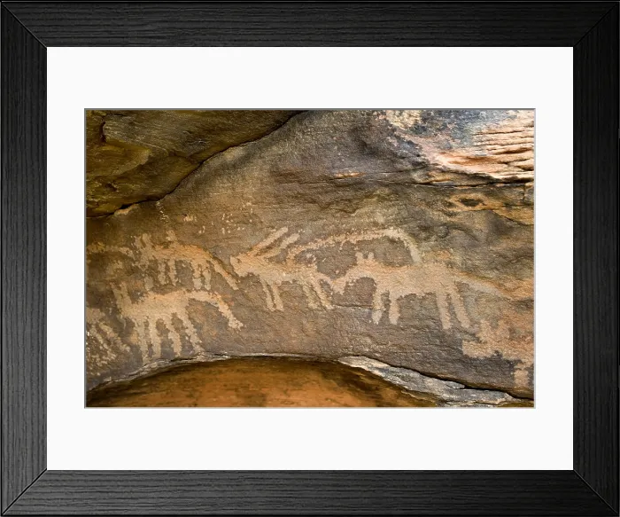 Framed Print : MAURETANIA. TAGANT. Tichit. Prehistoric engravings in Akreijit Neolithic settlement (4th-3rd BC), near the city