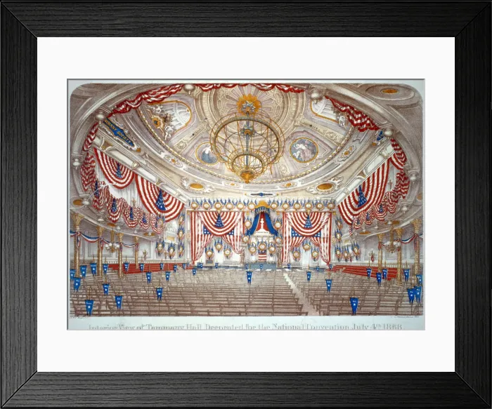 Framed Print : New York City. Interior view of Tammany Hall, home of the the Democratic Party political machine that controlled New York City politics and graft from the 1790s-1930s Framed Print : New York City. Interior view of Tammany Hall, home of the the Democratic Party political machine that controlled New York City politics and graft from the 1790s-1930s