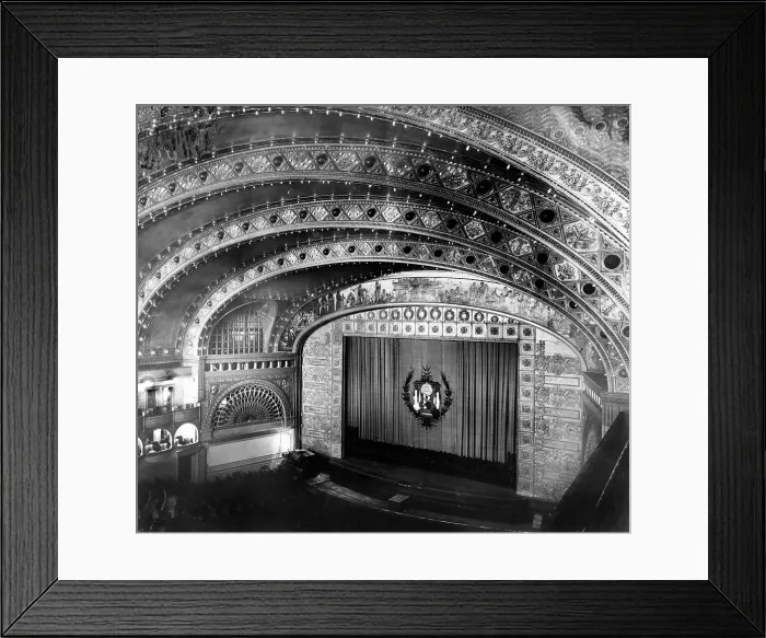 Framed Print : Chicago. The Chicago Auditorium, interior ceiling and stage from the balcony