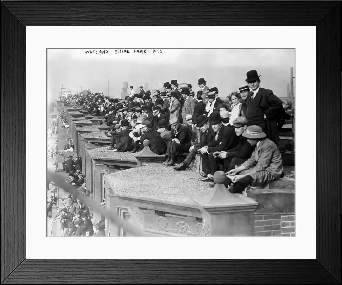 Framed Print : Baseball. Crowds watching Shibe Park from neighboring rooftops. Philadelphia, Pa. 1910 Framed Print : Baseball. Crowds watching Shibe Park from neighboring rooftops. Philadelphia, Pa. 1910