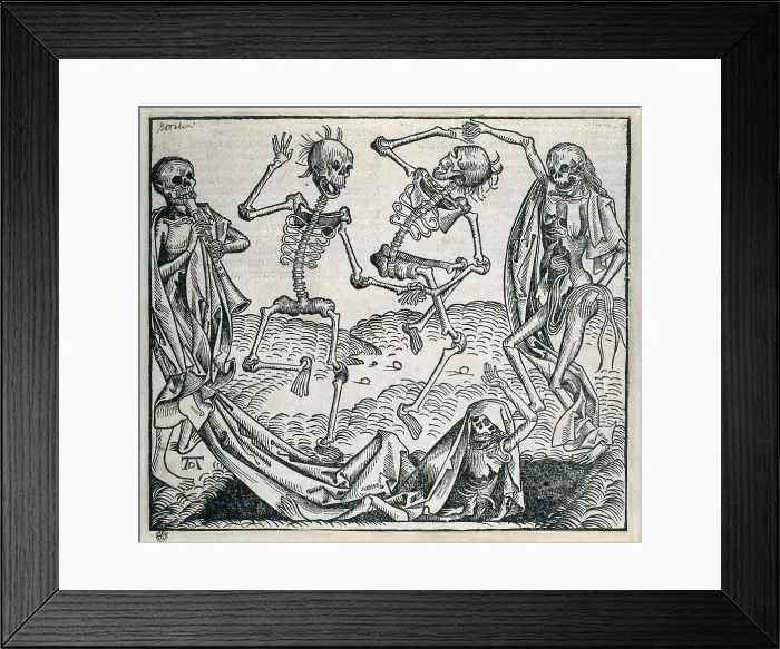 Framed Print : Liber Chronicarum (Nuremberg Chronicle). 1493. Danse Macabre or Dance of Death (1493). Picture by Michael Wolgemut from 'Liber chronicarum' by Hartmann Schedel