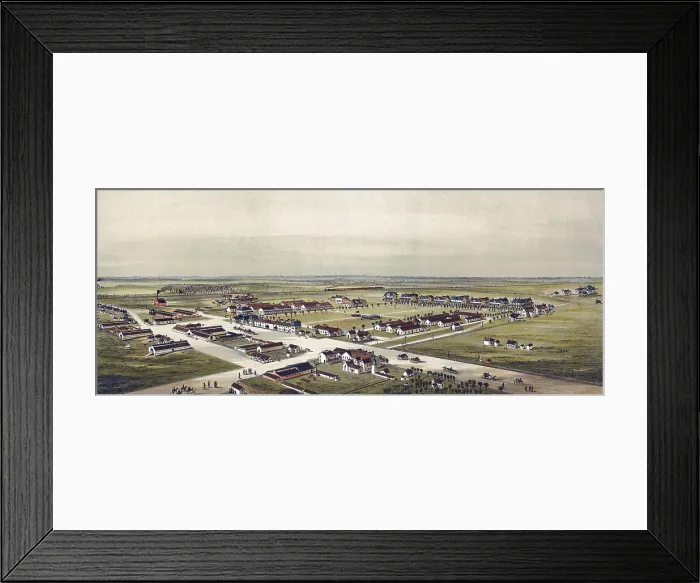 Framed Print : Birds eye view of Fort Reno, Oklahoma Territory 1891. Drawn by T. M. Fowler. color lithograph, 1891 Framed Print : Birds eye view of Fort Reno, Oklahoma Territory 1891. Drawn by T. M. Fowler. color lithograph, 1891