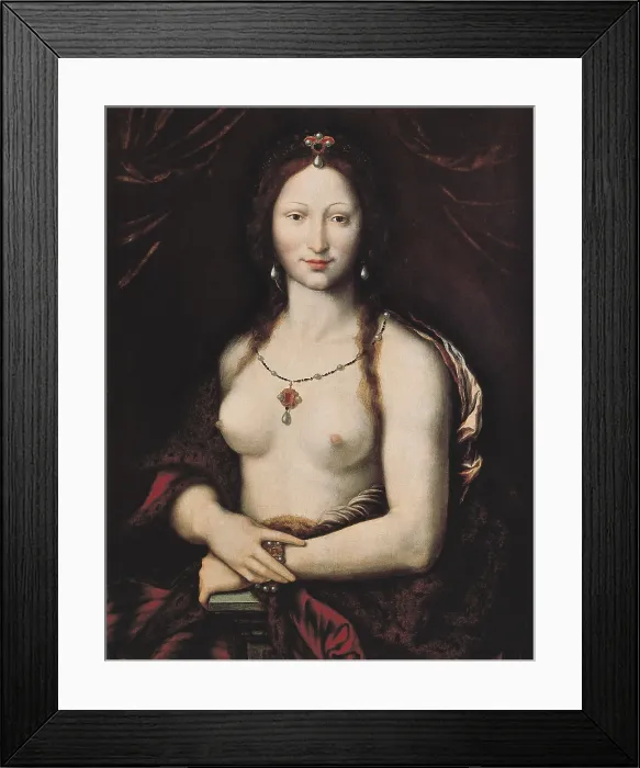 Framed Print : Nude Monna Vanna. 16th c. Fontainebleau's school. Renaissance art. Oil on canvas. CZECH Rep.. Prague. National Gallery in Prague