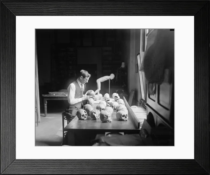 Framed Print : William H. Egberts (1868- 1959) at the Smithsonian's Anthropological Laboratory in 1926